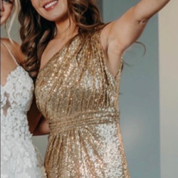 Revelry Dresses & Skirts - Gold Revelry Starla Sequin Bridesmaid Dress
